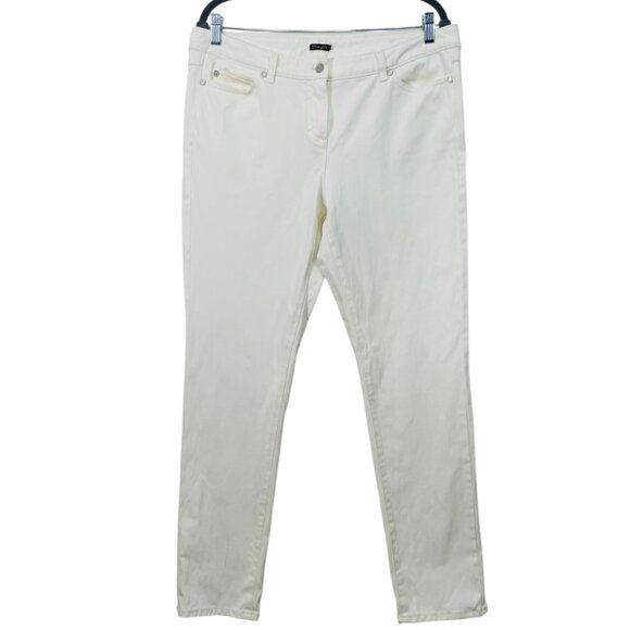 J. McLaughlin White Slim Straight Leg Stretch Jeans Size 14 - Picture 4 of 13
